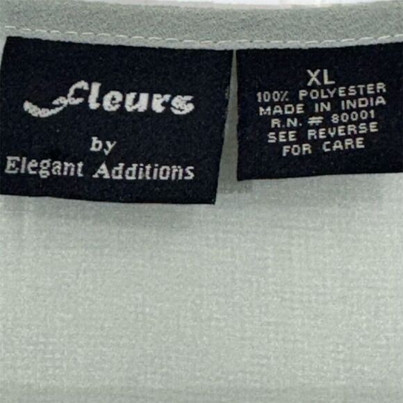 Vintage Fleurs Elegant Additions Sage Green Sheer Embroidered Blouse XL Boho - Picture 6 of 7